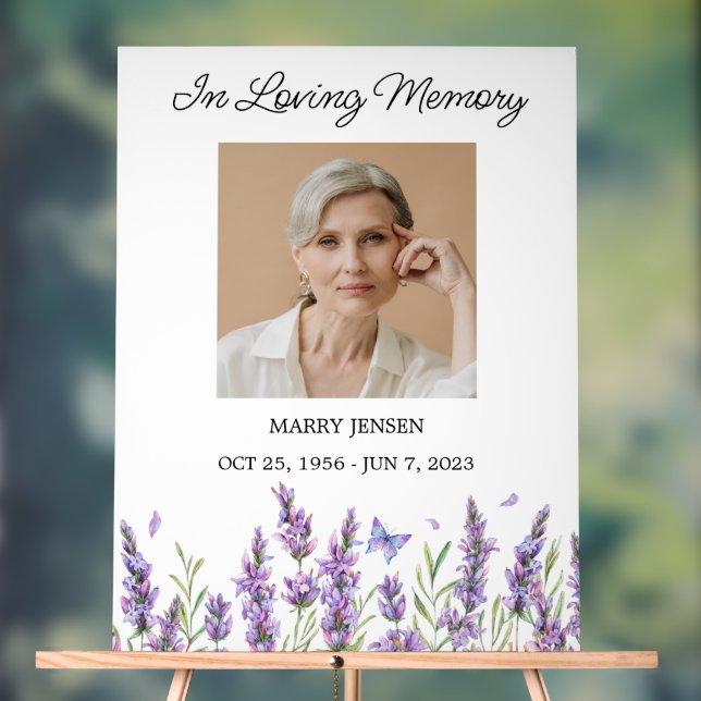 Señal Acrílica Foto funeral conmemorativa de lavanda (Neutral )