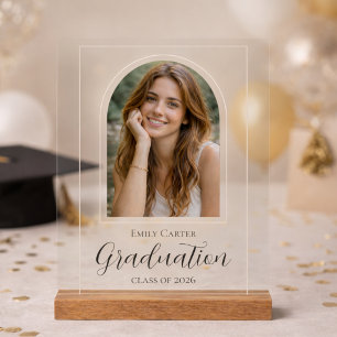Señal Acrílica Foto Graduación   Letra Elegante