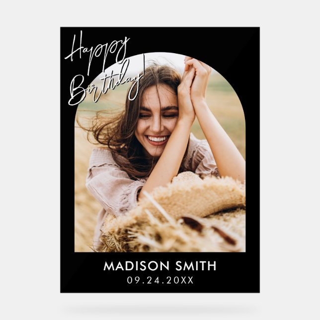 Señal Acrílica Foto moderna Feliz cumpleaños (Anverso)