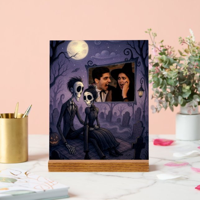 Señal Acrílica Foto personalizada de Halloween gótico (Boda)