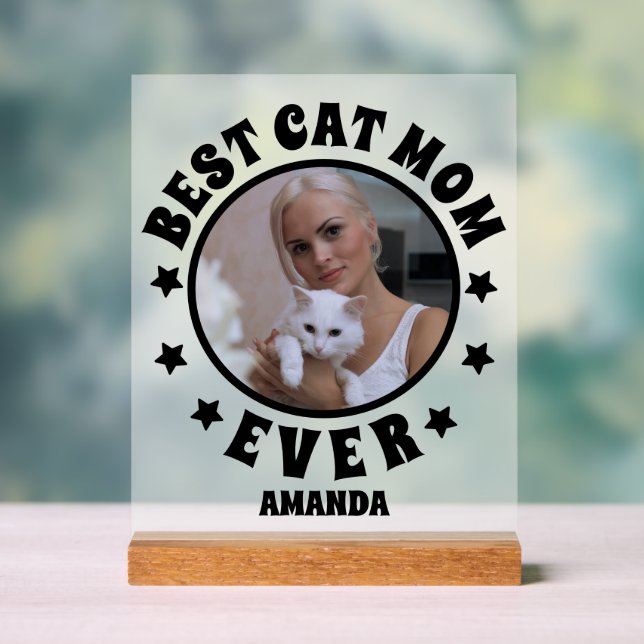 Señal Acrílica Foto personalizada de la mejor madre de gato conge (Neutral )