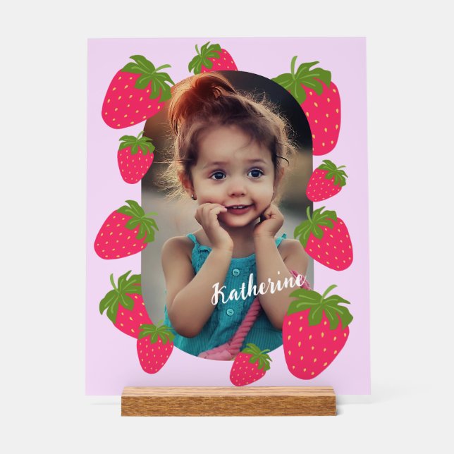 Señal Acrílica Foto rosa de fresa (Anverso)
