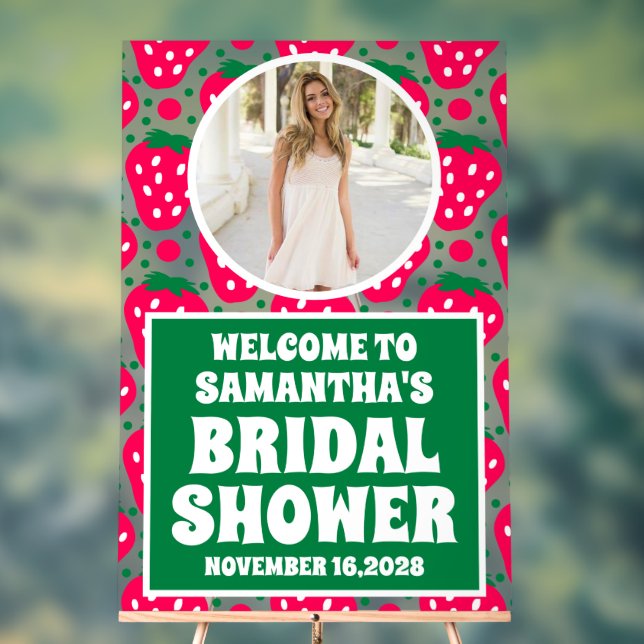 Señal Acrílica Fotos de fresa Ducha de novia Bienvenida Escarcha (Neutral )