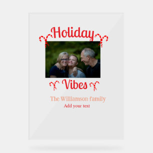 Señal Acrílica Fotos de la familia roja de Holiday Vibes