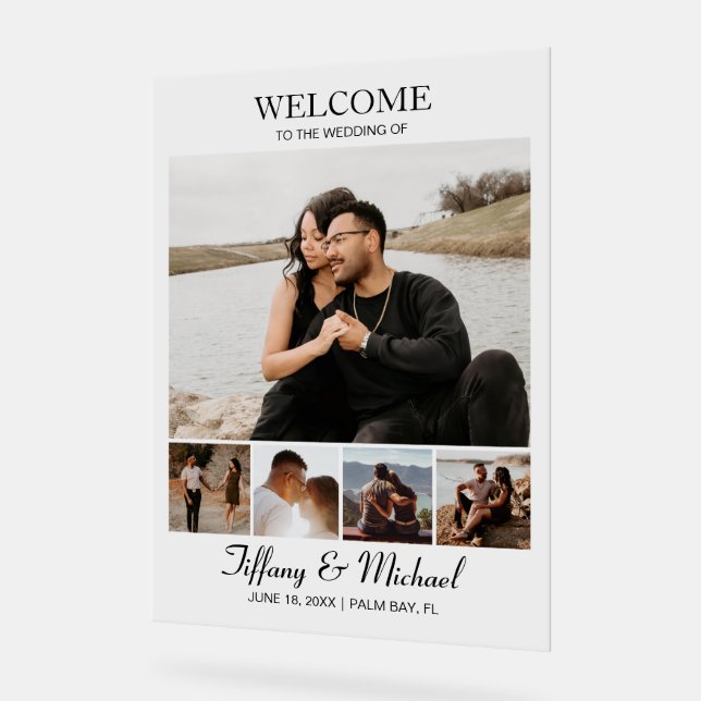 Señal Acrílica Fotos modernas de casamiento personalizado (Ángulo)