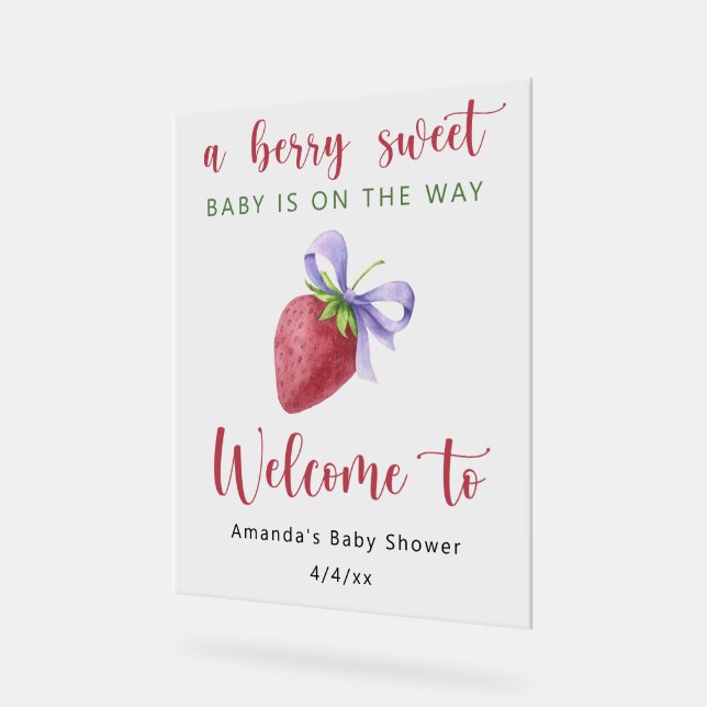 Señal Acrílica Fresa con ducha de bebé con arco (Ángulo)