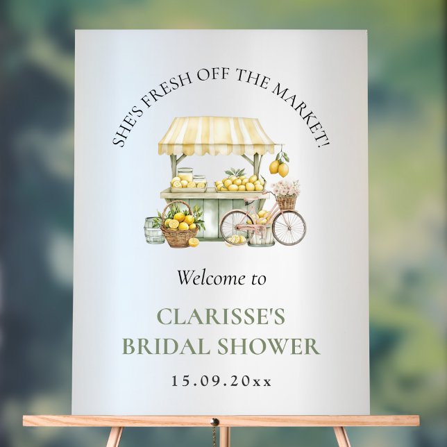 Señal Acrílica Fresco Del Mercado Citrus De Verano Ducha Bridal (Fresh Off The Market Summer Citrus Bridal Shower Acrylic Sign)