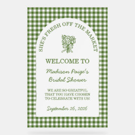 Señal Acrílica Fresco Del Mercado Ducha De Novias Verde