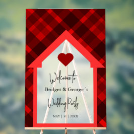 Señal Acrílica frosted house & scottish plaid wedding welcome