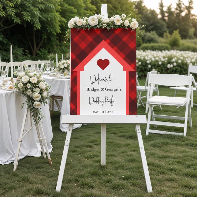 Señal Acrílica frosted house & scottish plaid wedding welcome (Subido por el creador)
