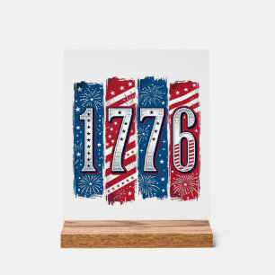 Señal Acrílica Fuegos Artificiales Patrióticos de 1776 Diseño Vec