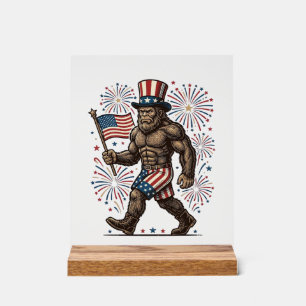 Señal Acrílica Fuegos Artificiales Patrióticos de Sasquatch Graba