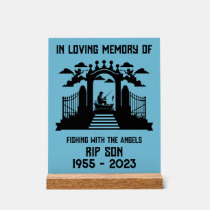 Señal Acrílica Funeral de pesca en memoria