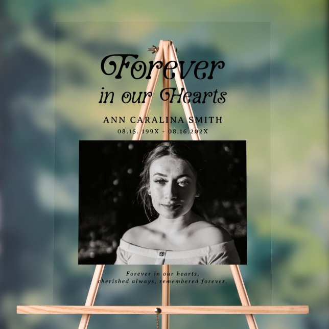 Señal Acrílica Funeral Retro Mínimo para siempre en nuestro Rótul (Neutral )