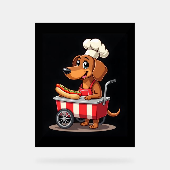 Señal Acrílica Funny Dachshund Dog Hotdog Sandwich Weenie Sausage (Anverso)