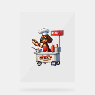 Señal Acrílica Funny Dachshund Sausage Dog Weenie Hotdog Sandwich