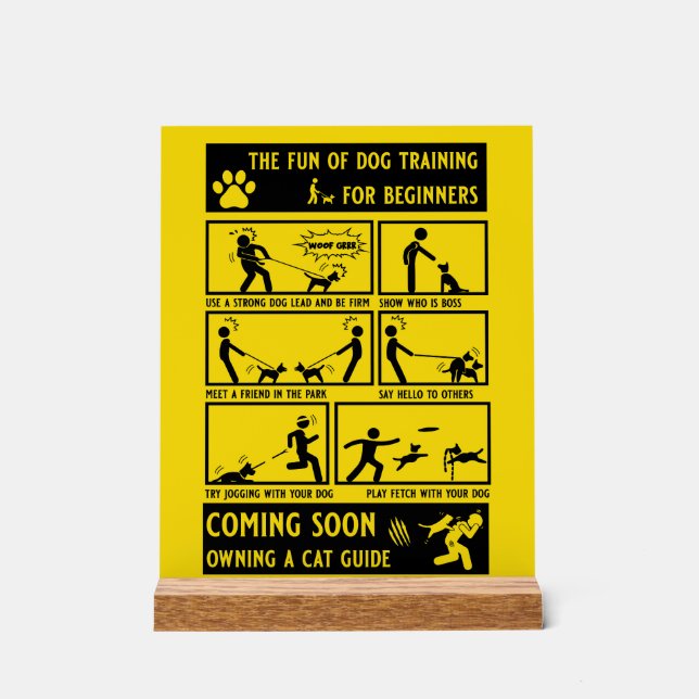Señal Acrílica Funny Dog Training Instruction Manual (Anverso)