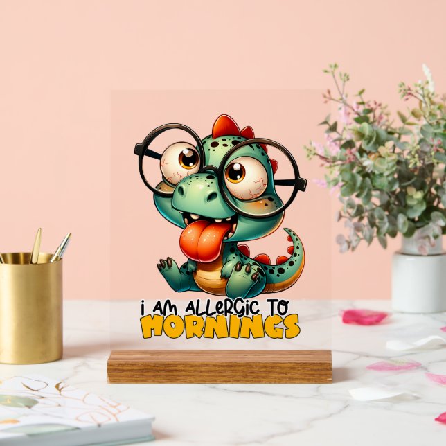 Señal Acrílica Funny Gator alérgicas mañana arte de la palabra (Boda)