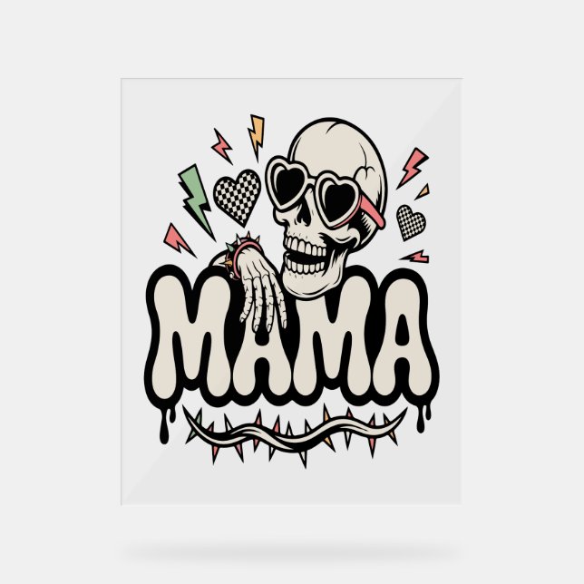 Señal Acrílica Funny Halloween Mama Guay Skull (Anverso)