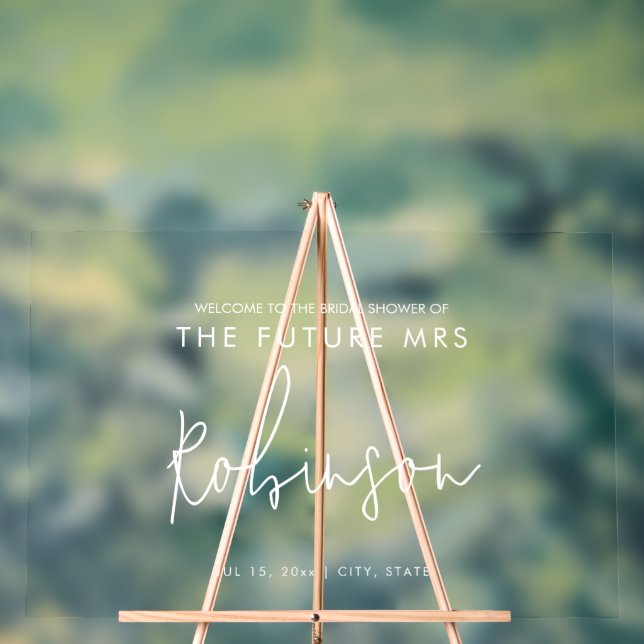 Señal Acrílica Futura Sra. Moderno Bridal Shower Bienvenida Blanc (Neutral )