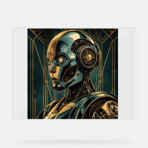 Señal Acrílica Futuristic Android Art Print   Retro Art Deco Cybe