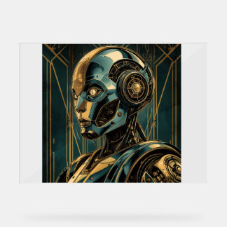 Señal Acrílica Futuristic Android Art Print | Retro Art Deco Cybe