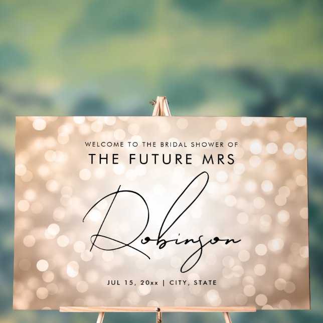 Señal Acrílica FUTURO SRA. Bridal Shower Bienvenida Copper Luces (Neutral )
