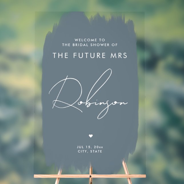 Señal Acrílica FUTURO SRA. Bridal Shower Bienvenida Dusty Blue (Neutral )