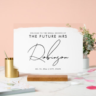 Señal Acrílica FUTURO SRA. Bridal Shower Welcome Paint White