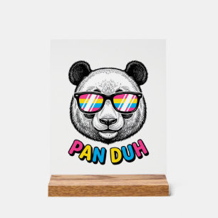 Señal Acrílica Gafas de sol de panda divertidas Camiseta de graba