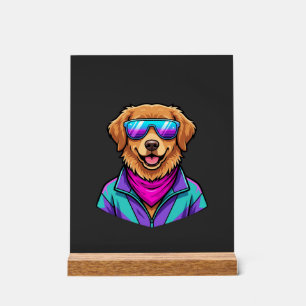 Señal Acrílica Gafas de sol de perro lindo Arte Retro Neon_1