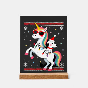 Señal Acrílica Gafas de sol de unicornio de Poodle de Navidad Cam
