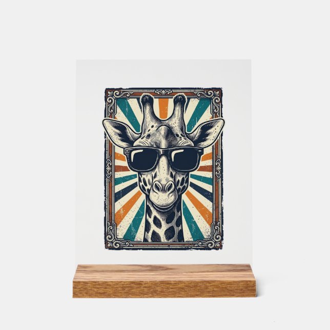Señal Acrílica Gafas de sol vintage de jirafa (Anverso)