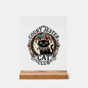 Señal Acrílica Gato Bufón Diseño Divertido Amante de los Gatos - 