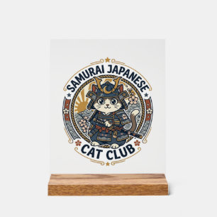 Señal Acrílica Gato Japonés Samurái Arte Vectorial POD - Samurái