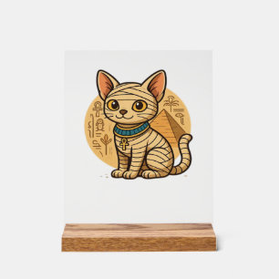 Señal Acrílica Gato Momia Adorable � Arte de Egipto Antiguo Camis
