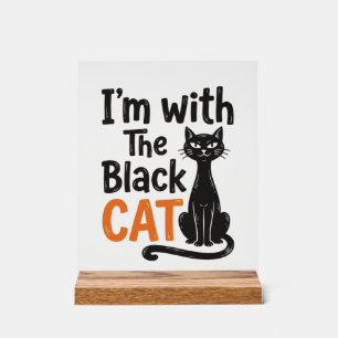 Señal Acrílica Gato negro divertido grabado vintage diseño de Hal