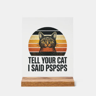 Señal Acrílica Gato Negro Divertido Pspsps Diseño Vintage Atardec