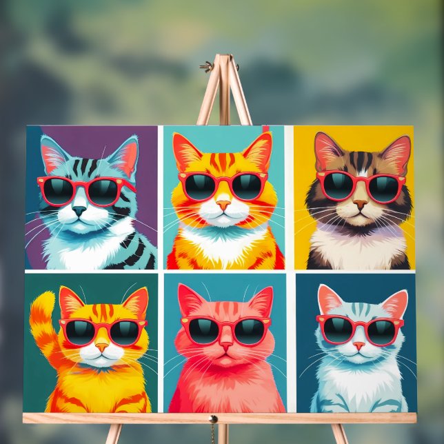 Señal Acrílica Gatos de los años 90 con gafas de sol baratas (Neutral )