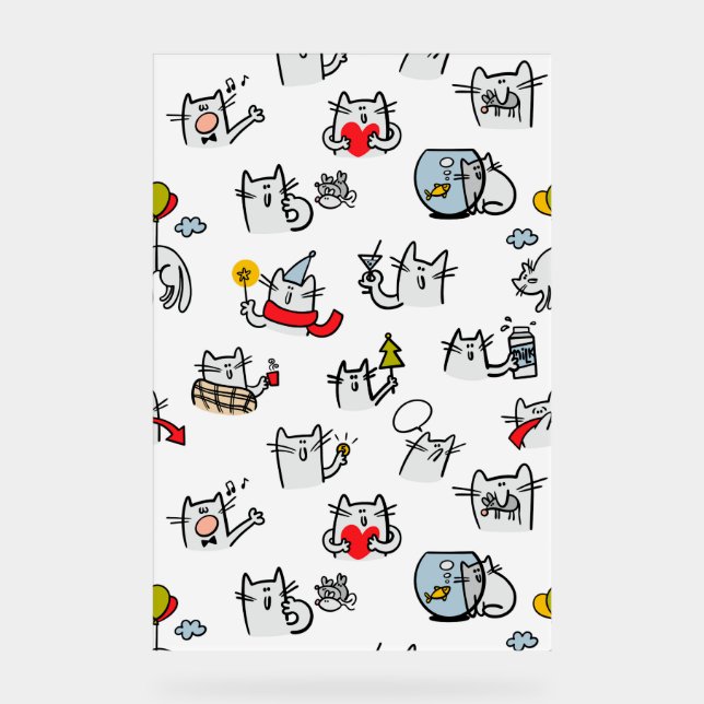 Señal Acrílica Gatos divertidos, leche y magia (Anverso)