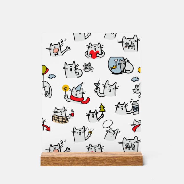 Señal Acrílica Gatos divertidos, leche y magia. (Anverso)