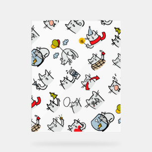 Señal Acrílica Gatos divertidos, leche y magia.