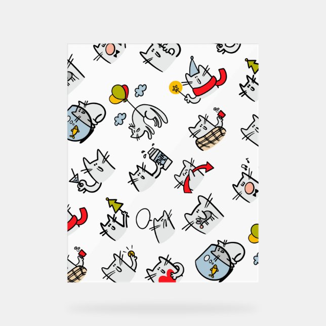 Señal Acrílica Gatos divertidos, leche y magia. (Anverso)