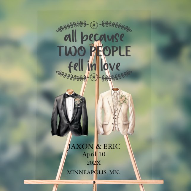 Señal Acrílica Gay All Because Two People Fell In Love Wedding (Neutral )