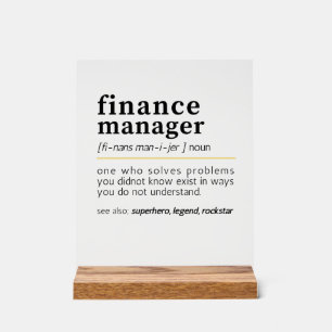 Señal Acrílica Gerente de Finanzas - Divertido regalo de definici