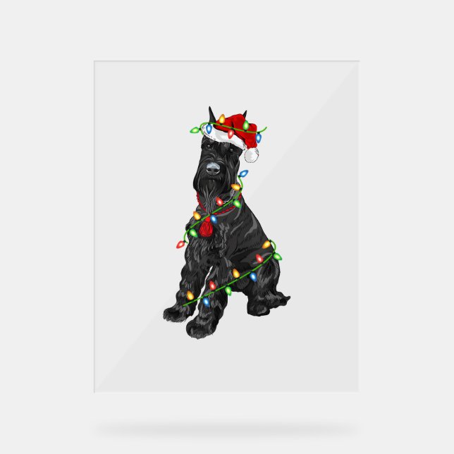 Señal Acrílica Gigante Schnauzer Lover Xmas Santa Giant Schnauzer (Anverso)