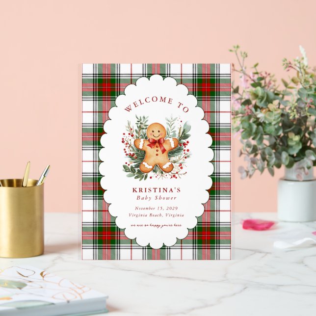 Señal Acrílica Gingerbread Baby Shower Welcome  (Boda)