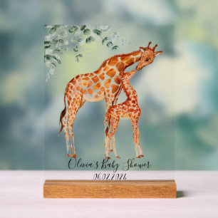 Señal Acrílica Girafa de bebé con ducha