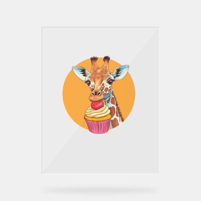 Señal Acrílica Giraffe Con Pastel (Anverso)