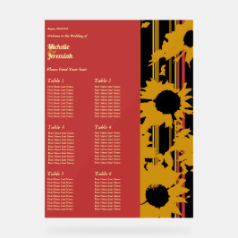 Señal Acrílica Girasol Verano Dorado Rojo Boda
